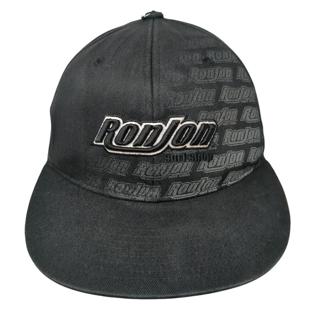 Ron Jon Surf Shop Fitted Baseball Cap Black XL Embroidered Vented Holes Flexfit